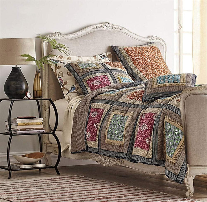 Dada Bedding Gallery of Roses Floral Bohemian Cotton Patchwork Bedspread Set (JHW-546)