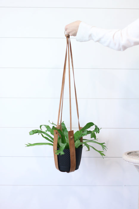 Large Flourish Leather Plant Hanger by Jubilee Trading Company