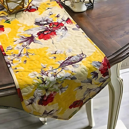 DaDalogy Bedding Sunshine Yellow Floral Vintage Hummingbirds Garden Table Runner (925) - DaDa Bedding Collection