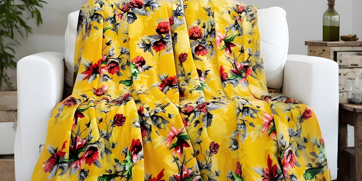 Yellow floral best sale throw blanket