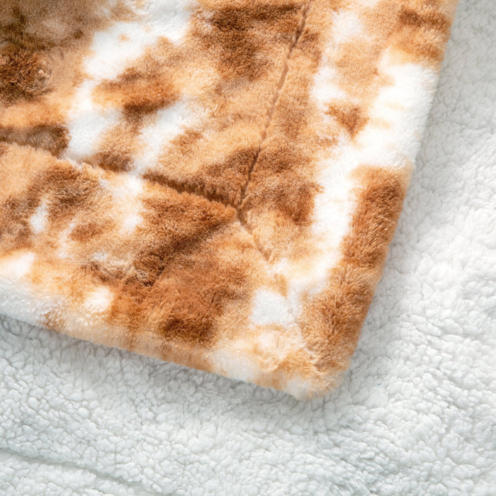 DaDa Bedding Luxury Pumpkin Orange Brown Plush Sherpa Backside Faux Fur Throw Blanket (M3396) - DaDa Bedding Collection