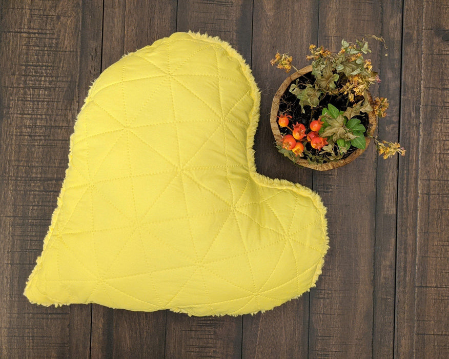 DaDa Bedding Hand-Made Cozy Yellow Romantic Valentine Heart Shaped Throw Pillow - 16” x 14” - DaDa Bedding Collection