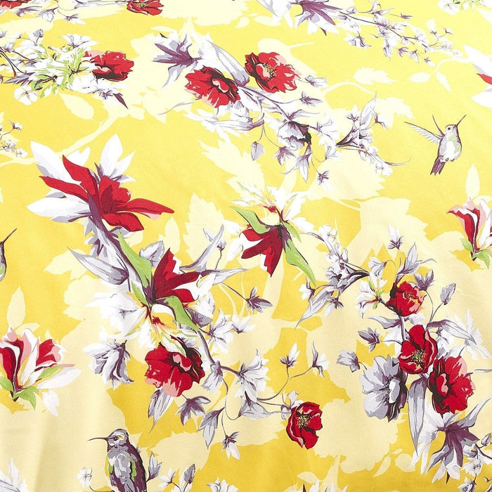DaDa Bedding Sunshine Yellow Hummingbirds Floral Duvet Cover Set w/ Pi ...