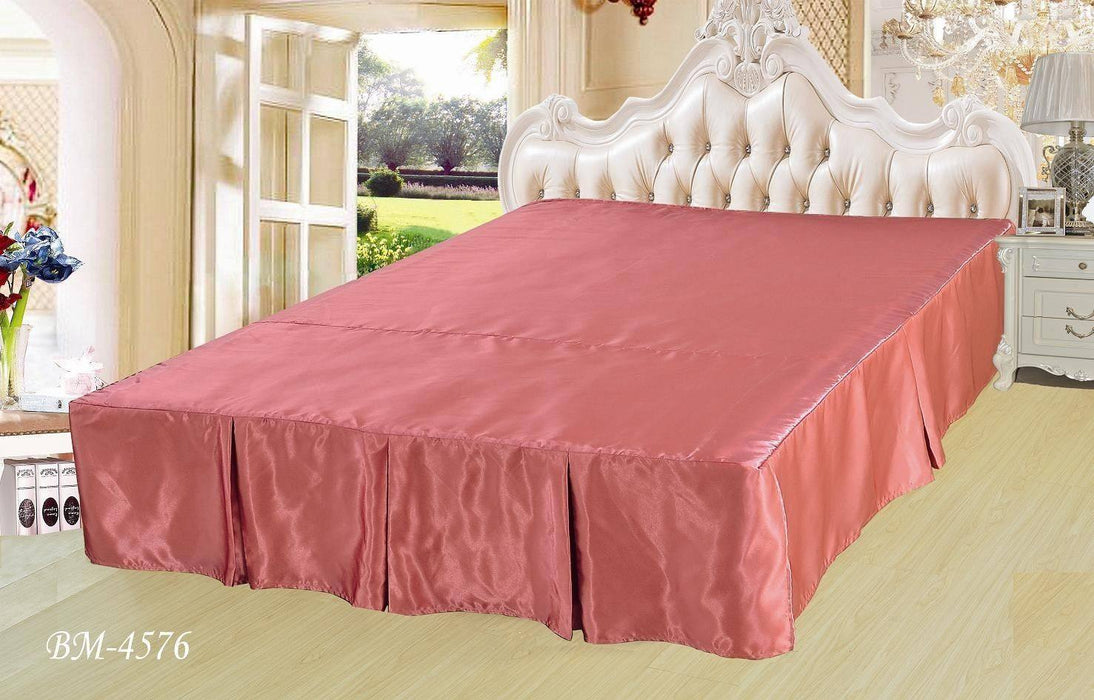 DaDa Bedding Dusty Rose Shiny Pink Dust Ruffle Pleated Bed Skirt - Cal King - 14" Drop (BS-BM4576) - DaDa Bedding Collection