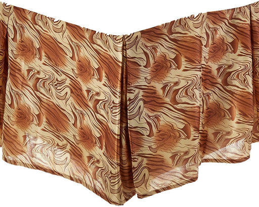 DaDa Bedding Floral Gold & Bronze Brown Dust Ruffle Pleated Bed Skirt - 14" Drop  (BS-BM6169L-1) - DaDa Bedding Collection