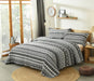 DaDa Bedding Aztec Geometric Stripes Quilted Coverlet Bedspread Set - Black & White Print (C14800-1) - DaDa Bedding Collection