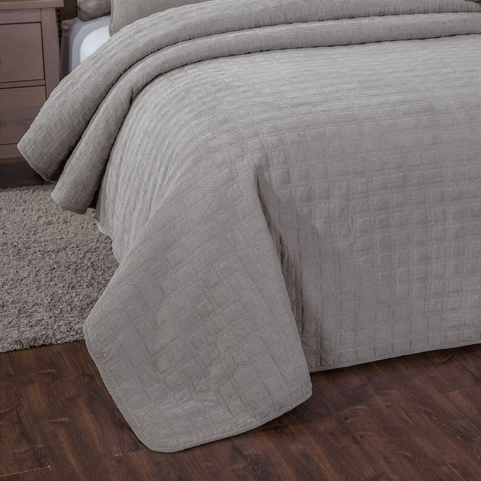 DaDa Bedding Corduroy Sherpa Backside Soft Grey Square Quilted Bedspread Set (JHW858) - DaDa Bedding Collection