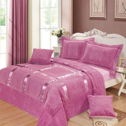 DaDa Bedding Mushy Ribbon Soft Warm Pink Fleece Coverlet Bedspread Set (YG1002Purple) - DaDa Bedding Collection