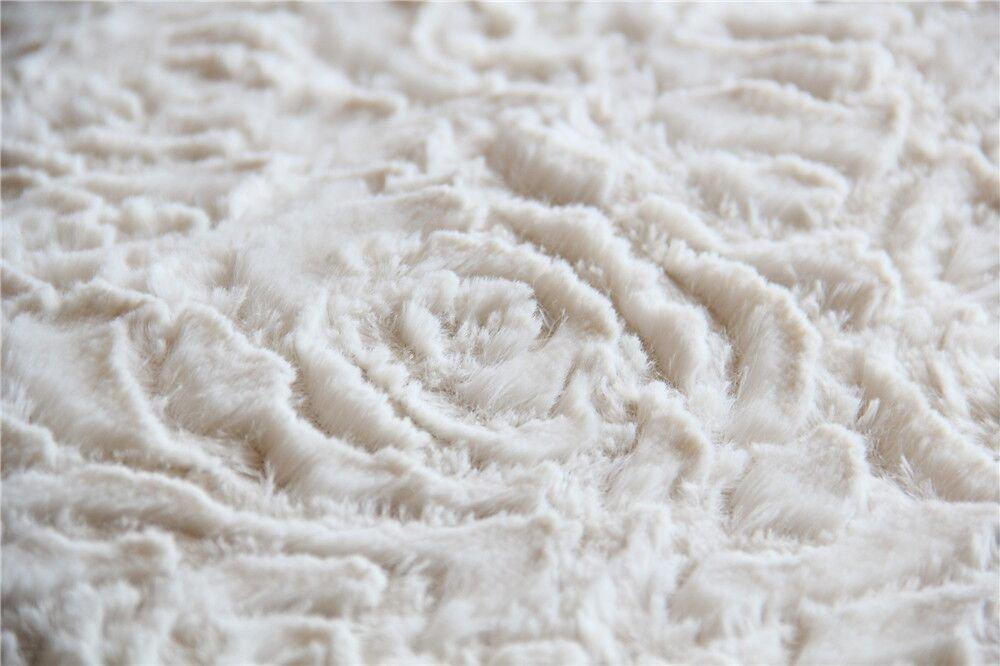 DaDa Bedding Luxury Chinchilla Ivory White Faux Fur Sherpa Fleece Soft Warm Luxe Throw Blanket - DaDa Bedding Collection