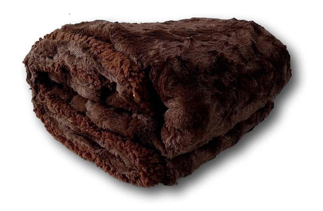 DaDa Bedding Luxury Dark Chocolate Brown Espresso Faux Fur Sherpa Fleece Twin Throw Blanket (K3) - DaDa Bedding Collection