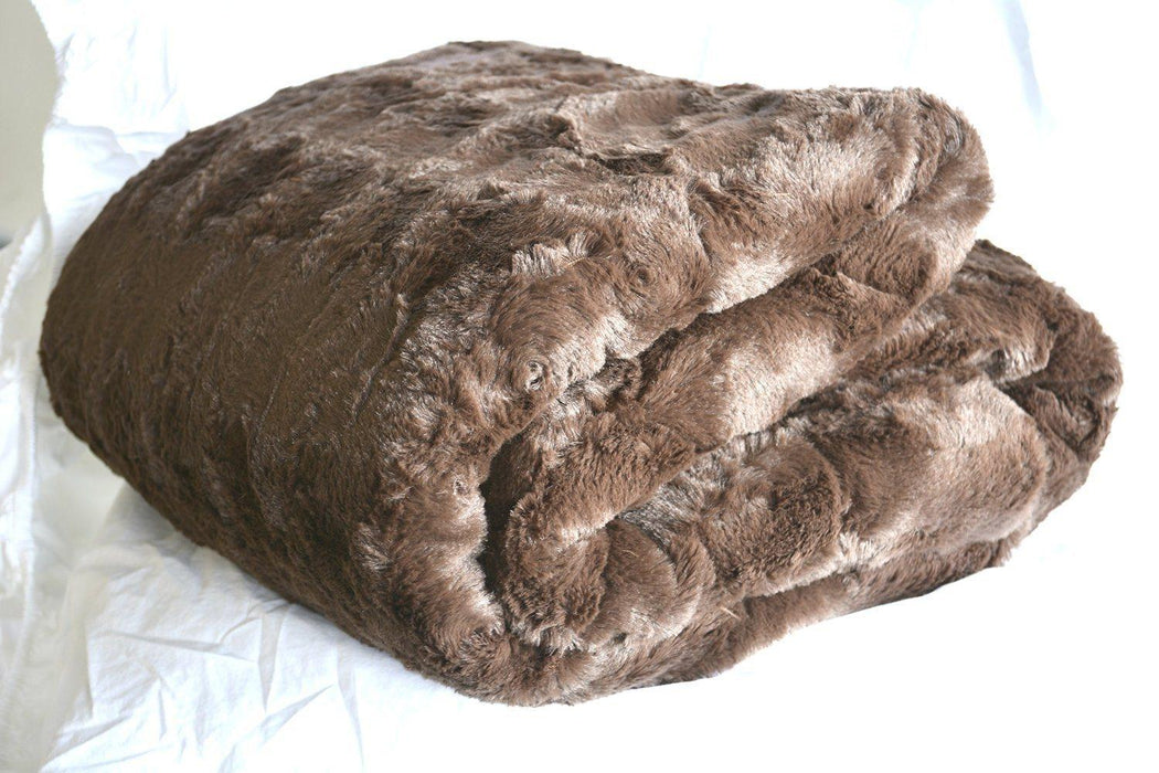 DaDa Bedding Luxury Dark Chocolate Brown Espresso Faux Fur Sherpa Fleece Twin Throw Blanket (K3) - DaDa Bedding Collection