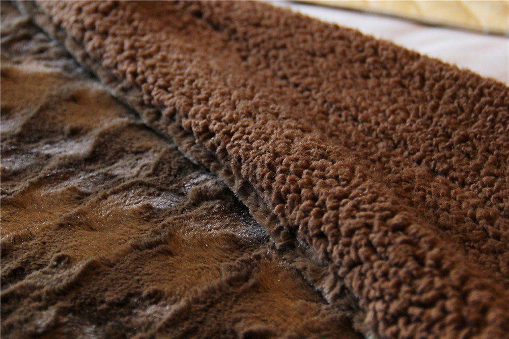 DaDa Bedding Luxury Dark Chocolate Brown Espresso Faux Fur Sherpa Fleece Twin Throw Blanket (K3) - DaDa Bedding Collection