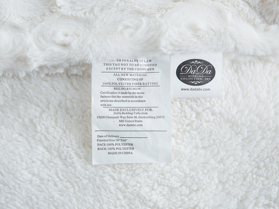 DaDa Super Soft Warm Luxury White Roses White Faux Fur with Sherpa ...