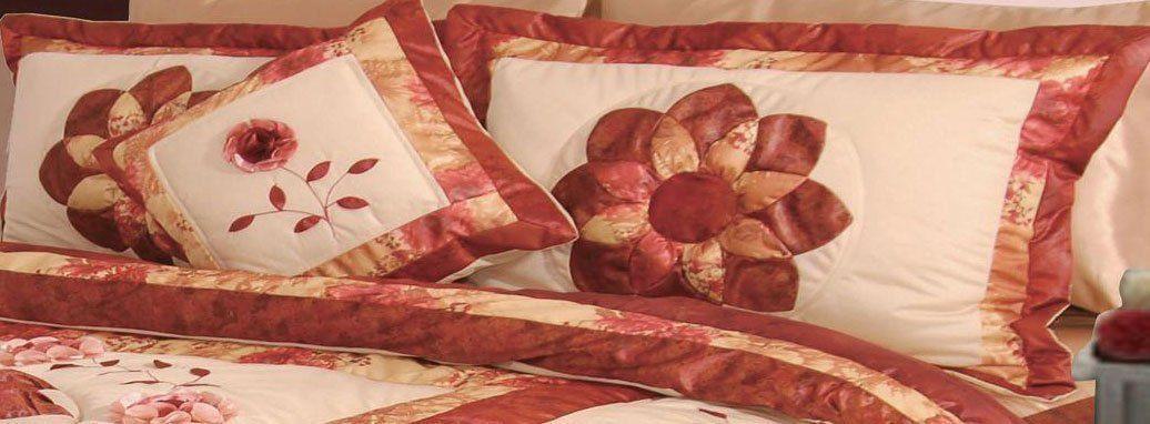 DaDa Bedding Elegant Burgundy Red Floral Embellished Ruffles Comforter Set (BM6109L) - DaDa Bedding Collection