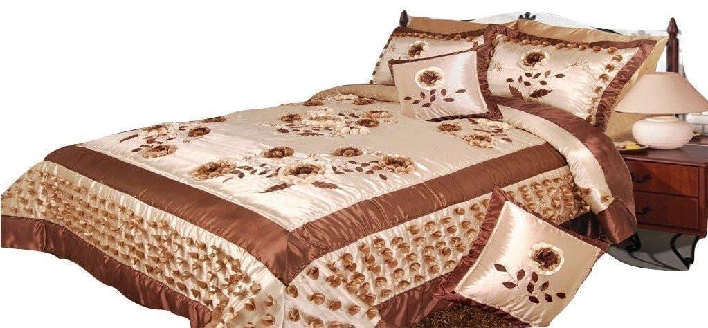 DaDa Bedding Elegant Flower Meadow Embellished Bedspread Comforter Set, King, 5-PCS (BM805) - DaDa Bedding Collection