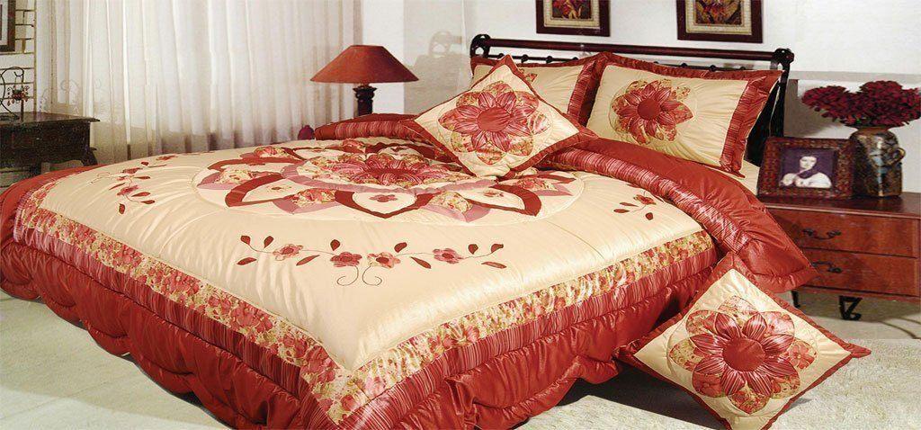 DaDa Bedding Sunset Flowers Elegant Burgundy Red Floral Ruffles Comforter Set (BM465L) - DaDa Bedding Collection