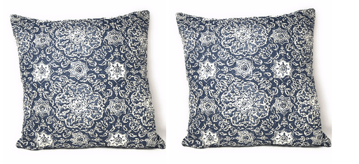 DaDa Bedding Set of Two Boho Elegant Blue Lapis Throw Pillow Covers, 18", 2-PCS (14932-3) - DaDa Bedding Collection