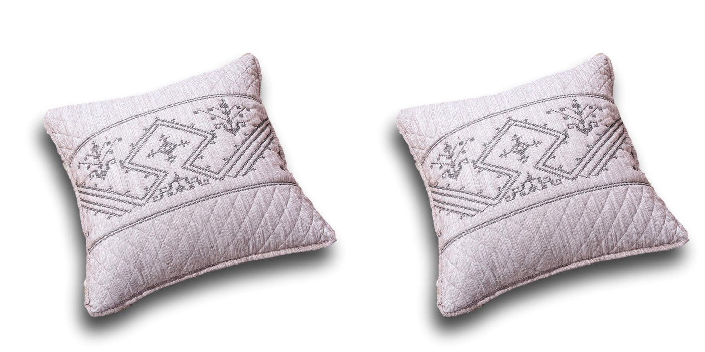 DaDa Bedding Set of Two Elegant Fair Isle Purple Grey Yarn Dyed Throw Pillow Covers, 18" x 18",  2-PCS (JHW866) - DaDa Bedding Collection