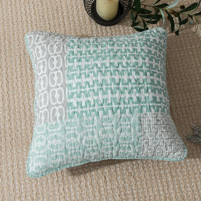 DaDa Bedding Mint Geometric Square Accent Cushion Covers, 18" x 18", 1-Piece (JHW-804-CC) - DaDa Bedding Collection