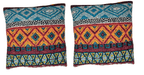 DaDa Bedding Set of Two Southwestern Aztec Bohemian Throw Pillow Covers, 18" x 18",  2-PCS (1048) - DaDa Bedding Collection