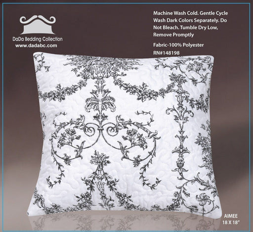 DaDa Bedding Set of Two Victorian Candelabra Floral Square Cushion Covers, 18", 2-PCS (Aimee-CC) - DaDa Bedding Collection