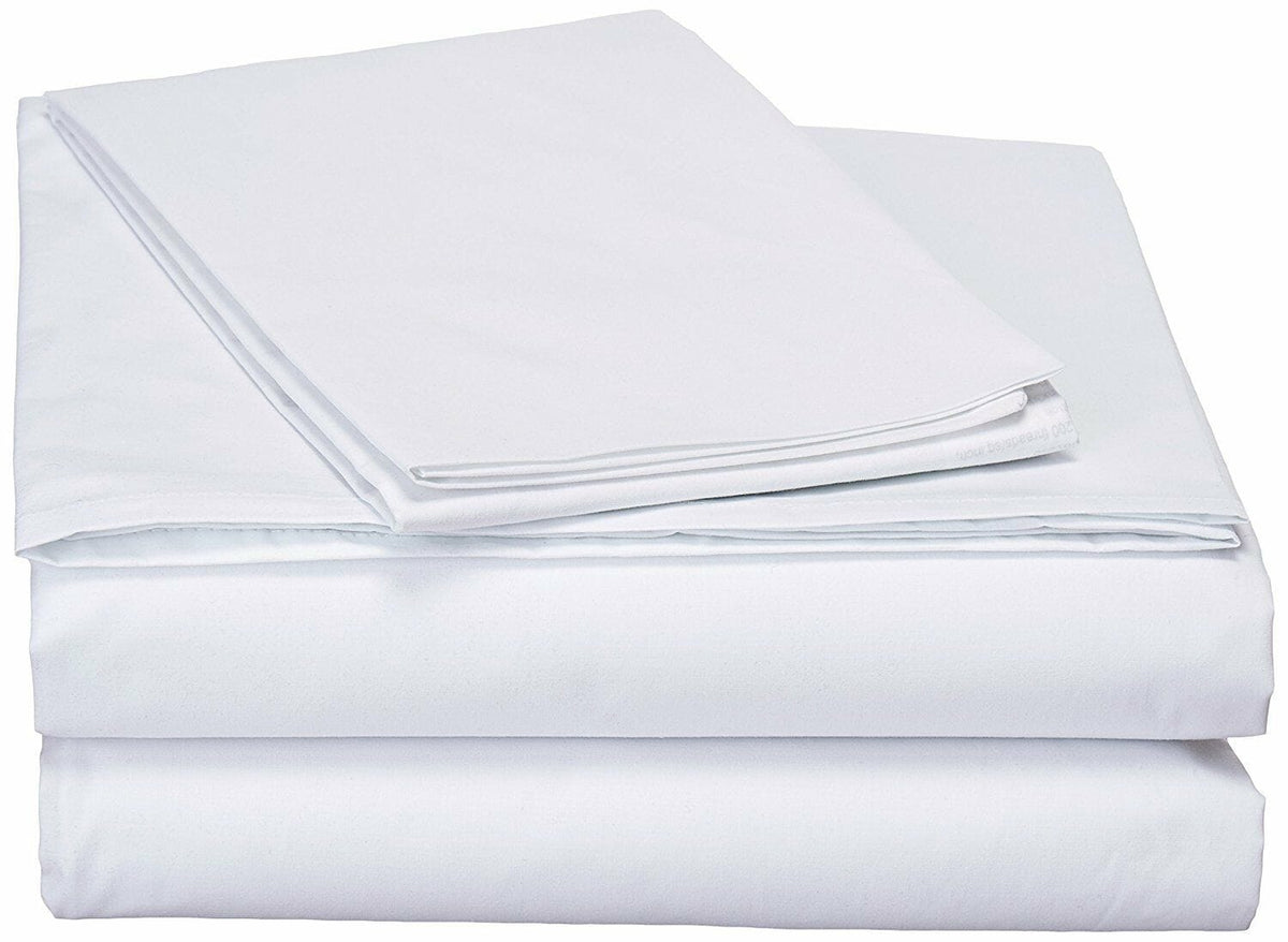 DaDa Bedding Super Soft White Cotton 100% Cotton Sheet Set, Fitted ...