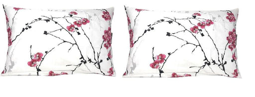 DaDa Bedding Set of 2-Pieces Cherry Blossom Floral White Pink Pillowcases - Queen Size 20" x 30" (8318) - DaDa Bedding Collection