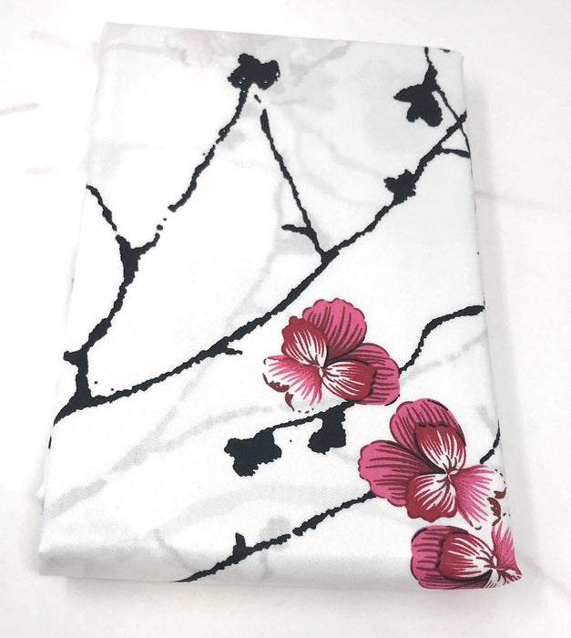 DaDa Bedding Set of 2-Pieces Cherry Blossom Floral White Pink Pillowcases - Queen Size 20" x 30" (8318) - DaDa Bedding Collection