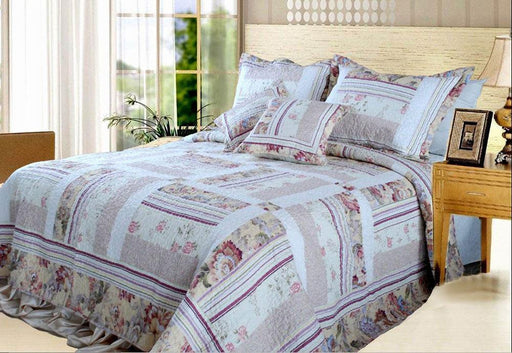 DaDa Bedding Cottage Floral Blossoming Patchwork Quilted Coverlet Bedspread Set (DXJ103112) - DaDa Bedding Collection