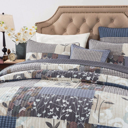 DaDa Bedding Quiet Country Farmhouse Real Patchwork Cotton Bedspread Set (JHW-675) - DaDa Bedding Collection