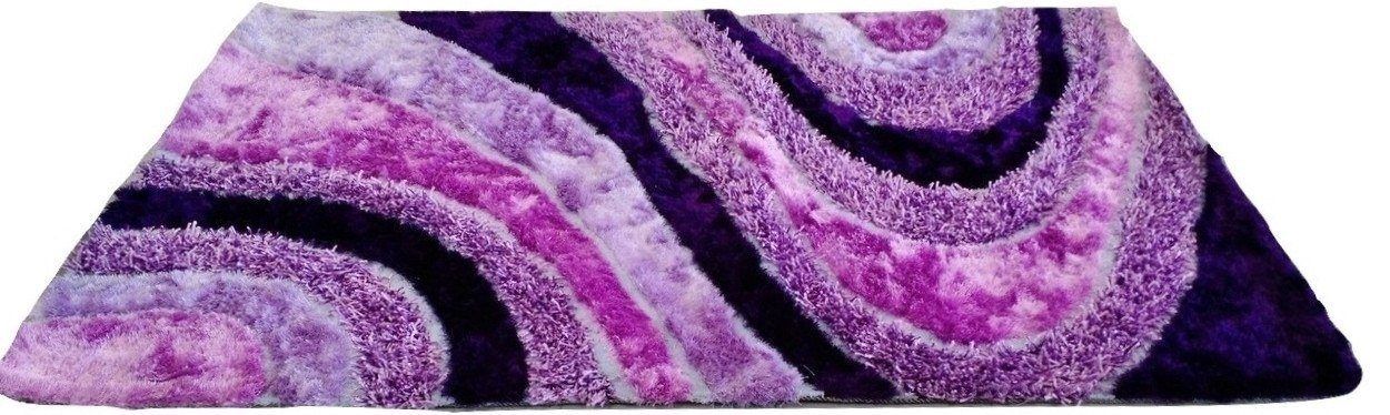 DaDa Bedding Soft Plush 3D Curved Dark Purple & Lavender Orchid Zen Garden Rug Carpet Mat - DaDa Bedding Collection