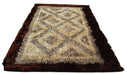 DaDa Bedding Shaggy Soft Viscose Champagne Brown Geometric Diamond Large Area Carpet Rug - DaDa Bedding Collection