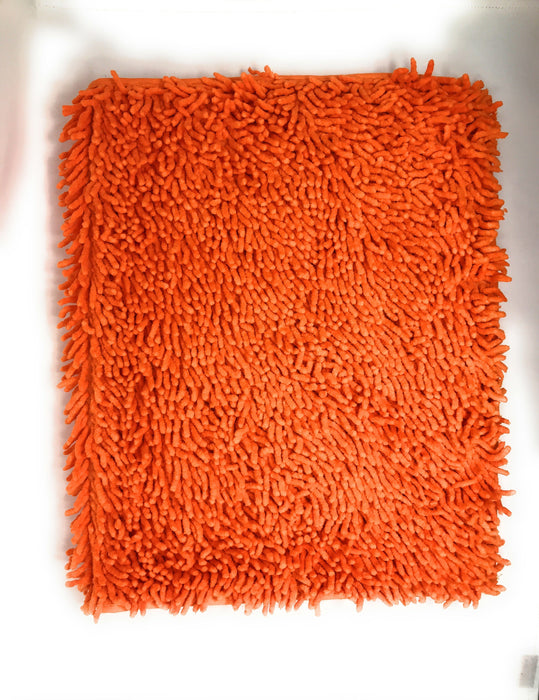 DaDa Bedding Solid Clementine Orange Chenille Cotton Mat Rug - DaDa Bedding Collection