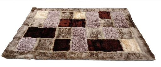 DaDa Bedding Soft Plush 3-D Checkered Squares Mosaic Coffee Brown Area Rug - 55" x 78" - DaDa Bedding Collection