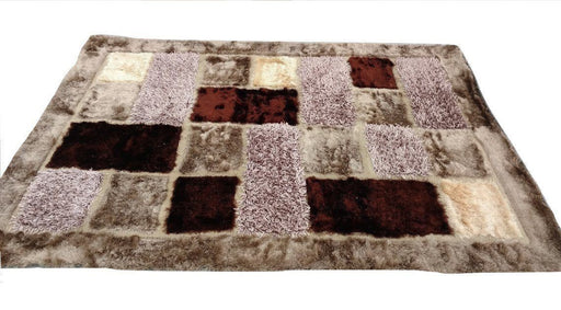 DaDa Bedding Soft Plush 3-D Checkered Squares Mosaic Coffee Brown Area Rug - 55" x 78" - DaDa Bedding Collection