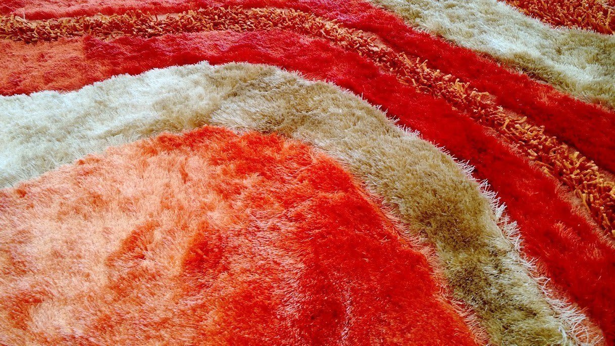 DaDa Bedding Retro Soft Curved Viscose Orange Swirls Rug - DaDa Bedding Collection