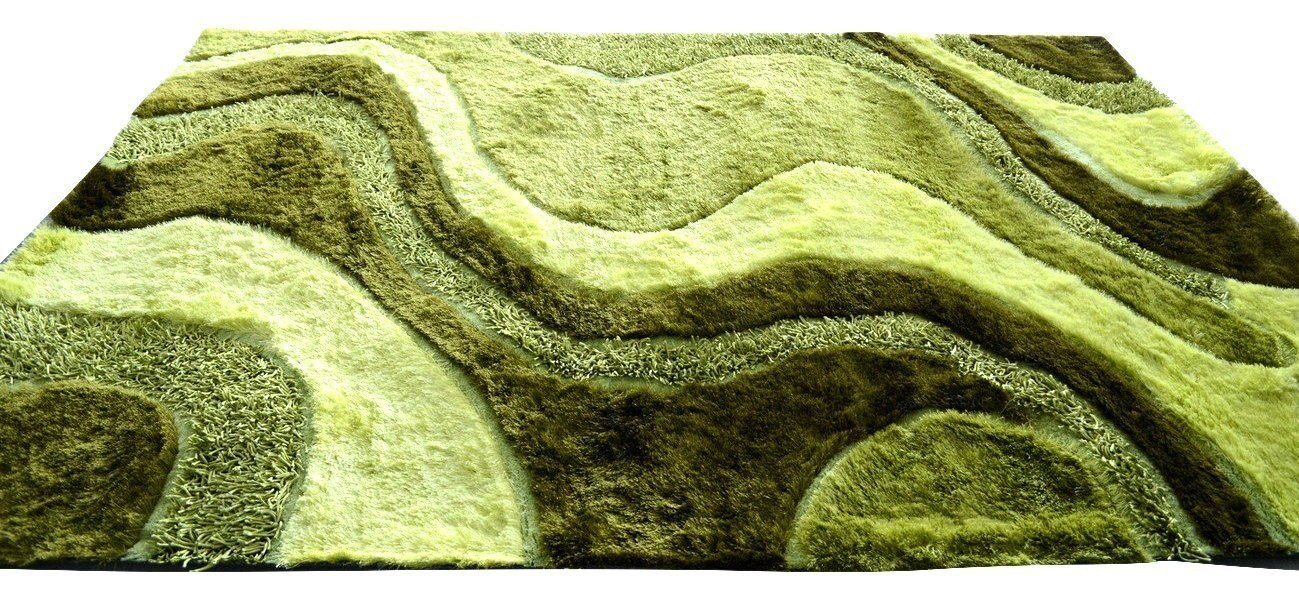 DaDa Bedding Three Dimensional 3D Modern Curved Viscose Lime Green Apple Soft Carpet Mat Rug - DaDa Bedding Collection