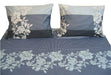 DaDa Bedding Navy Blue Floral Striped Fitted + Flat Sheets & Pillow Cases Set (FSFS8153) - DaDa Bedding Collection