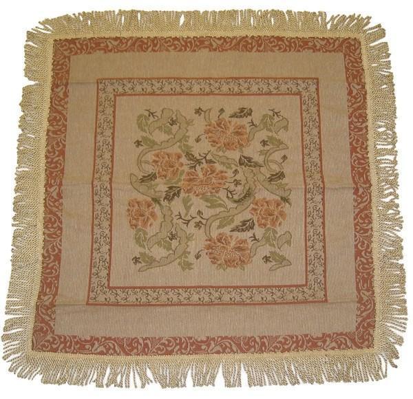 DaDa Bedding Floral Nature Garden Beige Orange Square Tapestry Table Cloth (10072) - DaDa Bedding Collection