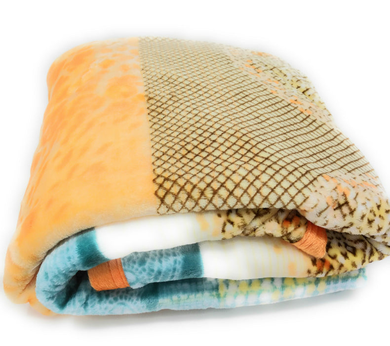 DaDa Bedding Papaya Beach Orange & Blue Reversible Soft Fleece Flannel Throw Blanket (XY9841) - DaDa Bedding Collection