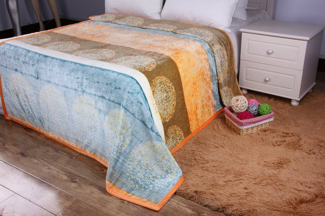 DaDa Bedding Papaya Beach Orange & Blue Reversible Soft Fleece Flannel Throw Blanket (XY9841) - DaDa Bedding Collection