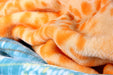 DaDa Bedding Papaya Beach Orange & Blue Reversible Soft Fleece Flannel Throw Blanket (XY9841) - DaDa Bedding Collection